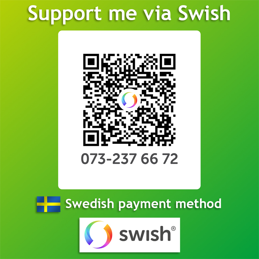 Swish QR code for supporting Jimmy Legado Holmevi